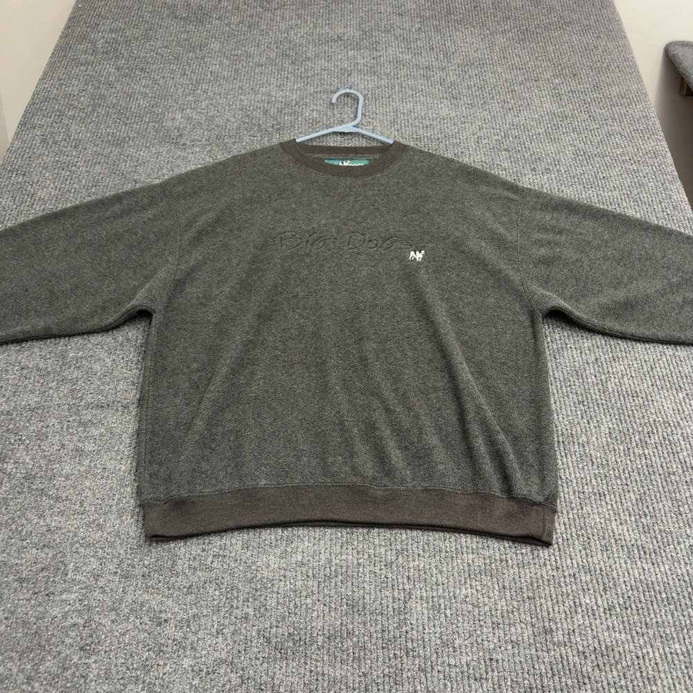 Big Dogs Sweatshirt Mens L Gray Polyester Fleece Embroidered Crewneck Casual